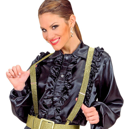 Musta Kultaiset sukkanauhat Glitter