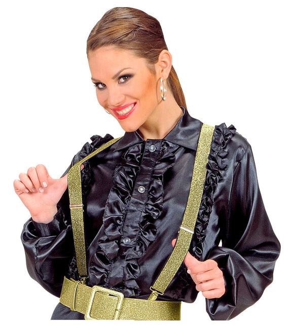 Musta Kultaiset sukkanauhat Glitter