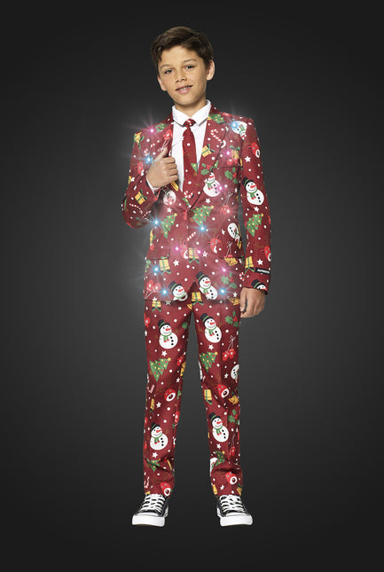 Punainen puku joulu valo lapsen kanssa