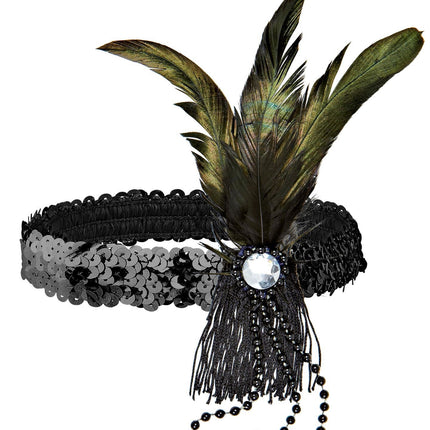 Musta otsapanta paljetteja höyhenet