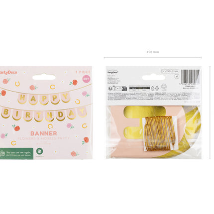 Hyvää syntymäpäivää kirje Girland vaaleanpunainen 1.5m