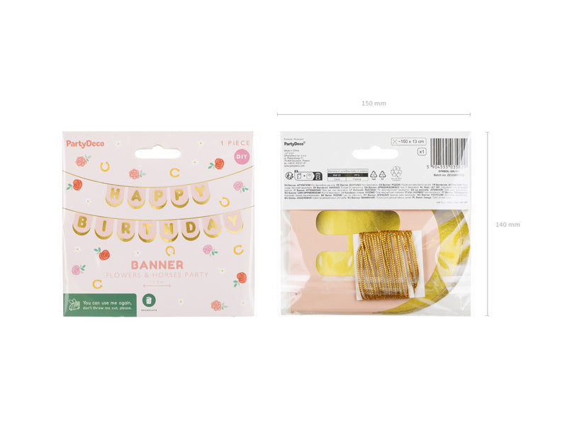 Hyvää syntymäpäivää kirje Girland vaaleanpunainen 1.5m