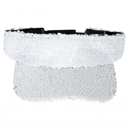 Aurinkovisiiri paljeteilla Valkoinen