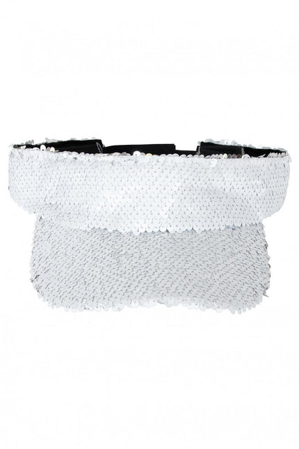 Aurinkovisiiri paljeteilla Valkoinen