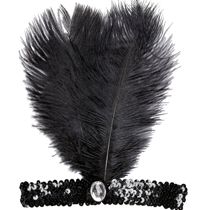 Musta otsapanta höyhenellä