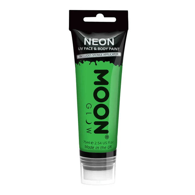 Moon Glow Neon UV kasvomaali sieniannostelijalla Intense Green 75ml