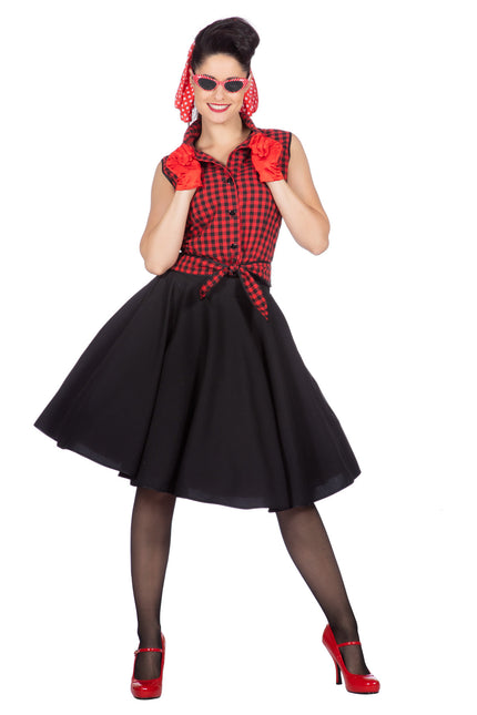 Rock N Roll 50S Mekko Musta Punainen Ladies