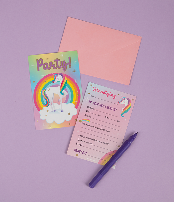 Yksisarvinen Kutsut Värillinen 6kpl