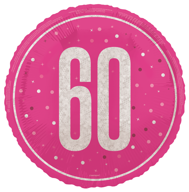 60 vuotta Helium ilmapallo vaaleanpunainen tyhjä 45cm