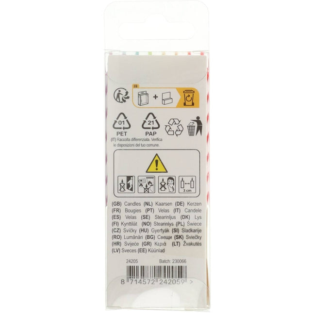 Kynttilät Rainbow Twist 6cm 10 kpl