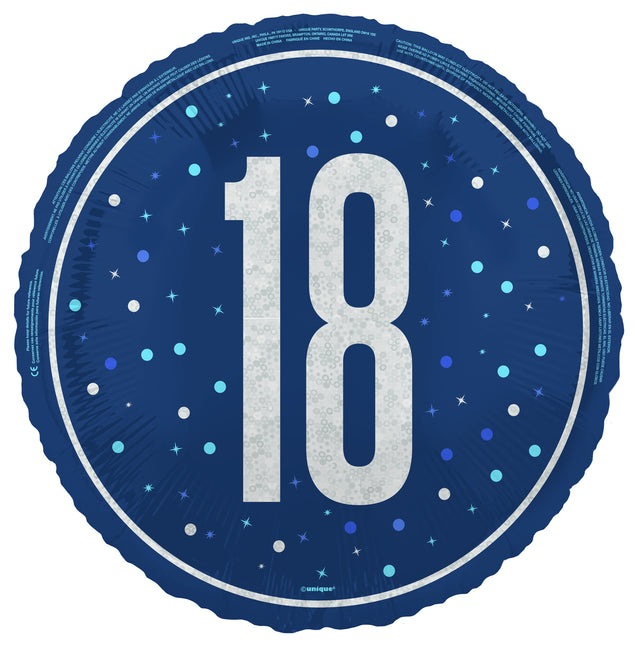 18 vuotta Helium ilmapallo sininen tyhjä 45cm