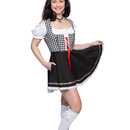 Oktoberfest Dirndl Mekko Oktoberfest Musta Valkoinen Hyvät naiset