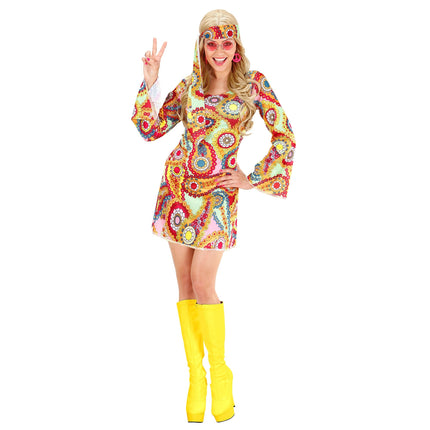 Hippie 60S Mekko värillinen Ladies