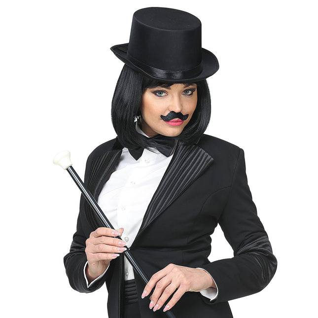 Musta Fake viikset puhallettava 6kpl