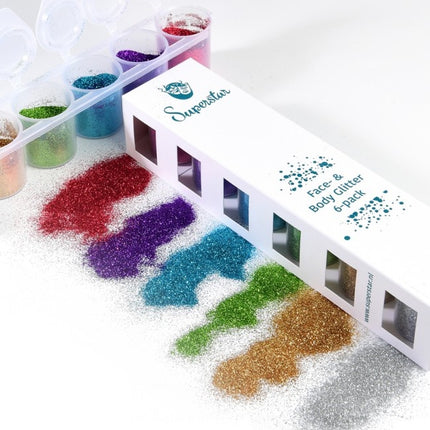 Värilliset glitterit Happy Fine 6kpl