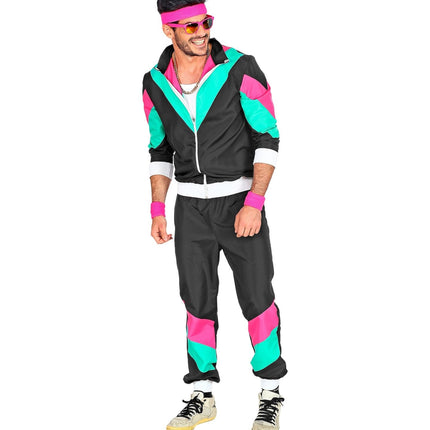 Neon 80S Verryttelypuku Faulty Musta