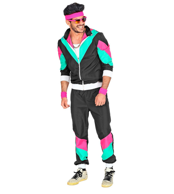 Neon 80S Verryttelypuku Faulty Musta