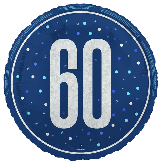 60 vuotta Helium ilmapallo sininen tyhjä 45cm