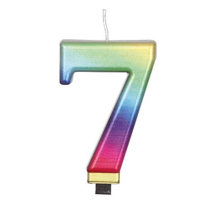 Sateenkaarikynttilä 7 vuotta Metallinen 8cm