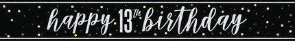Hyvää syntymäpäivää banneri musta 13 vuotta 2.74m