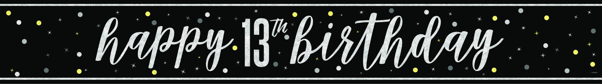 Hyvää syntymäpäivää banneri musta 13 vuotta 2.74m