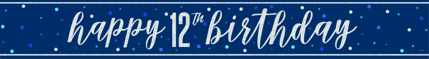 Hyvää syntymäpäivää banneri sininen 12 vuotta 2.74m