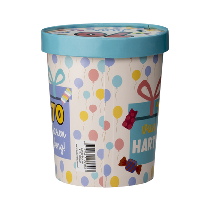 Värillinen karkkitarjotin 70 vuotta 12cm