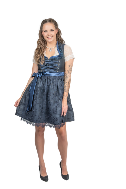 Tummansininen Dirndl Mekko Oktoberfest Naiset 2 kpl