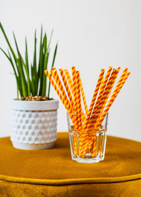 Keltainen punainen oljet pahvi 20kpl