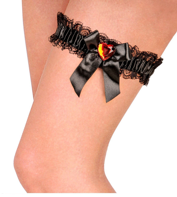 Mustat sukkanauhat punaisella timanttisydämellä