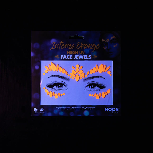 Moon Glow Neon UV kasvojen korut Intense Oranssi