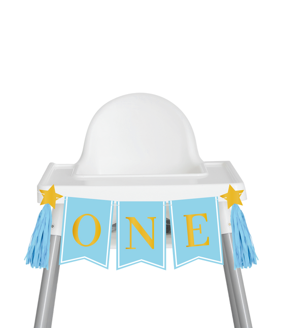 1 vuoden koristelu paketti Sininen syöttötuoli