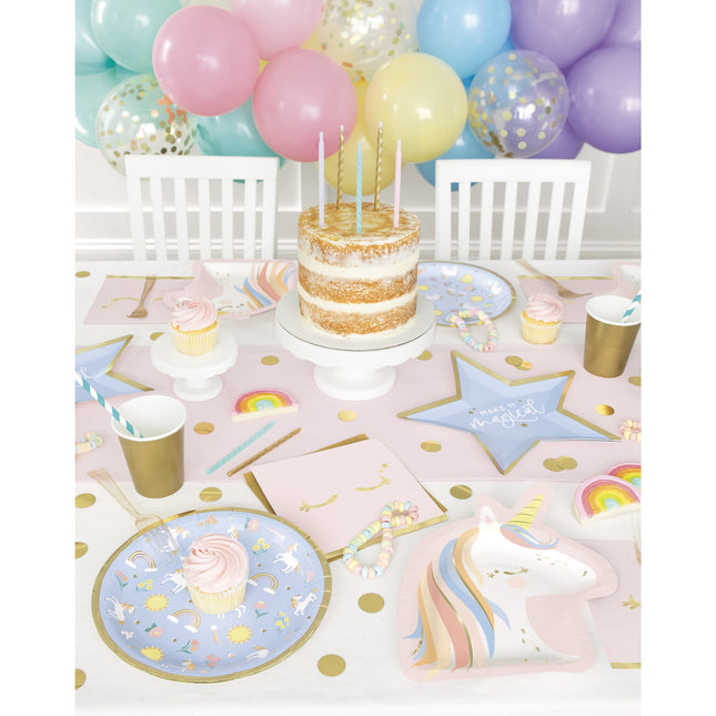 Yksisarvinen lautasliinat kultainen vaaleanpunainen 16kpl