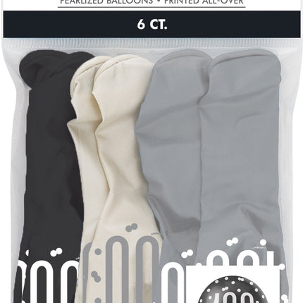 Ilmapallot 100 vuotta pisteitä musta 30cm 6kpl 6kpl