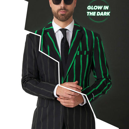 Pinstripe musta puku Miehet Suitmeister