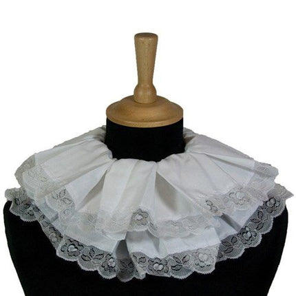 Peten kaulus laskostettu pitsillä valkoinen