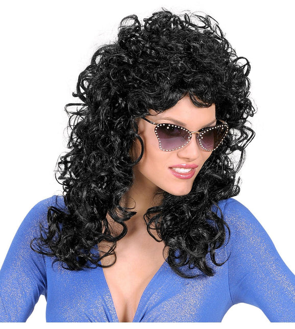 Musta peruukki Half pitkät hiukset kiharat