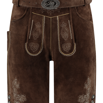 Lederhose ruskea miesten lyhyt vyöllä varustettuna