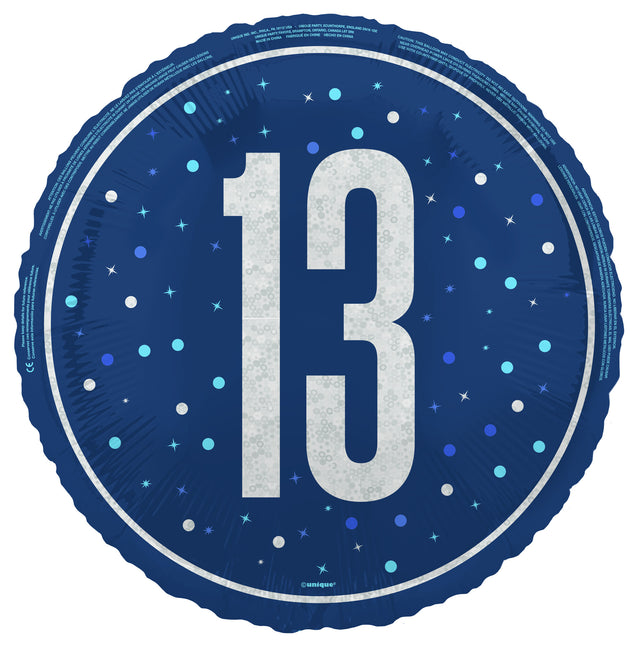 13 vuotta Helium ilmapallo sininen tyhjä 45cm