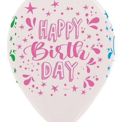Ilmapallot Hyvää syntymäpäivää Neon Splash Clear 30cm 25kpl 25kpl