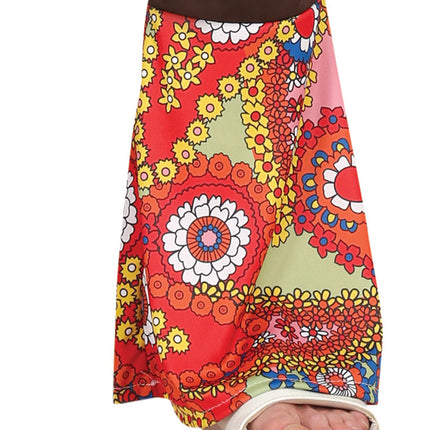 Hippie 60S puku värilliset miehet ruskealla liivillä