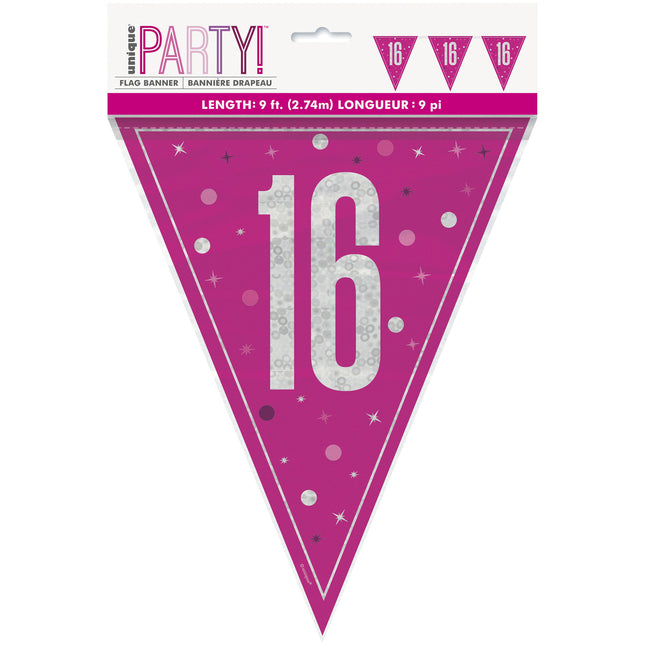 16 vuotta Garland vaaleanpunainen 2.5m