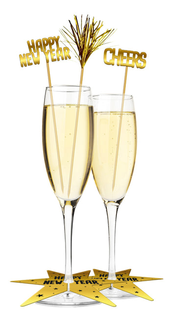 Lasimerkit Happy New Year 12 kpl