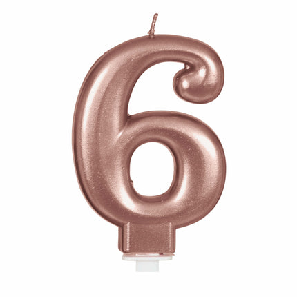 Rose Gold kynttilä 6 vuotta 8cm