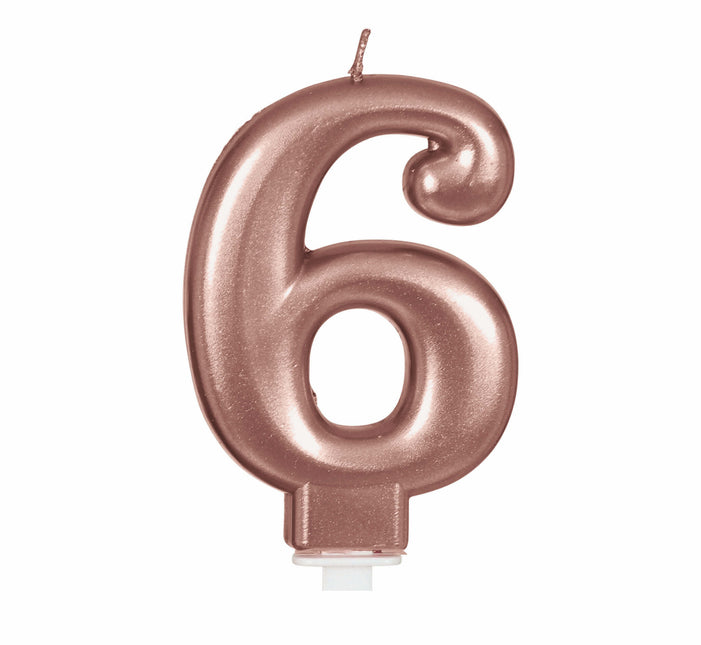 Rose Gold kynttilä 6 vuotta 8cm
