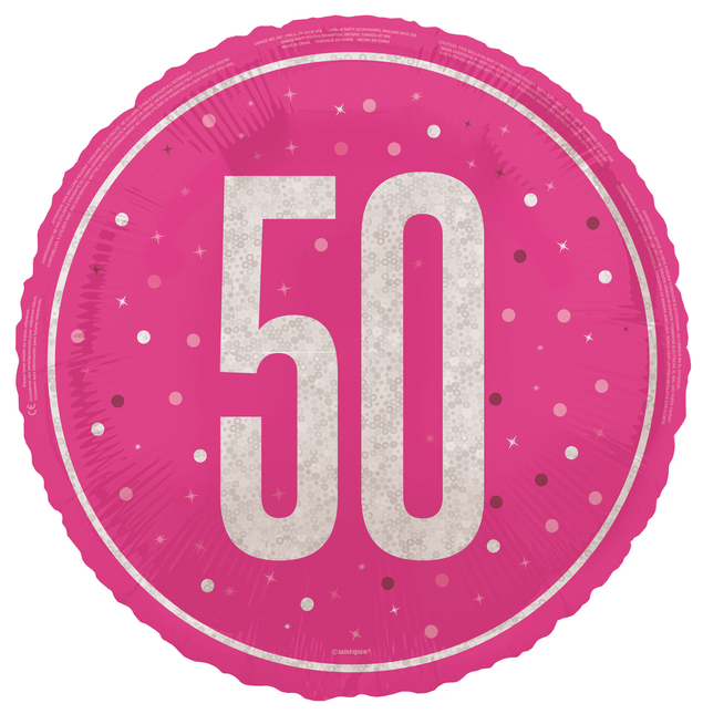 50 vuotta Helium ilmapallo vaaleanpunainen tyhjä 45cm