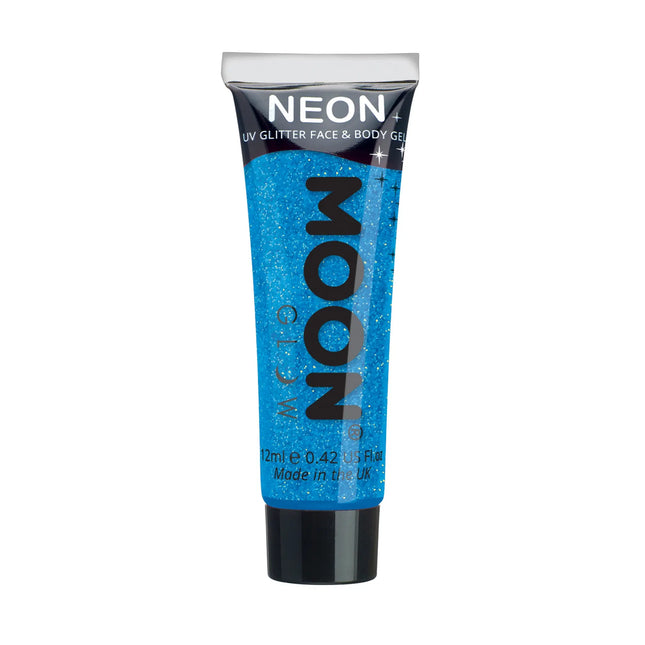 Moon Glow Neon UV hieno glitter geeli sininen 12ml