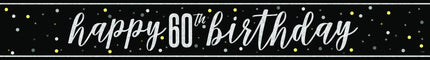 Hyvää syntymäpäivää banneri musta 60 vuotta 2.74m