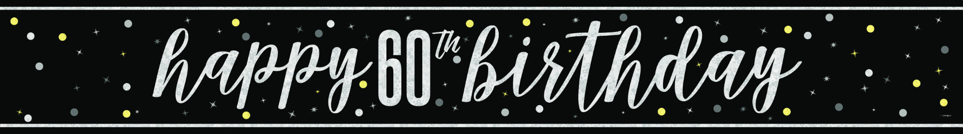 Hyvää syntymäpäivää banneri musta 60 vuotta 2.74m