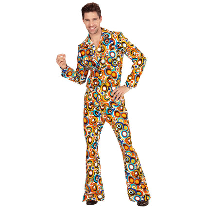 Disco 70S puku värilliset miehet ympyrät